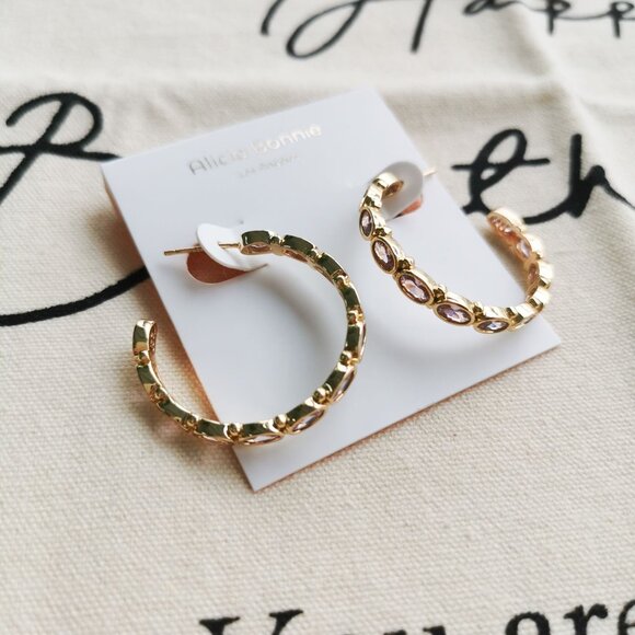 Alicia Bonnie Hoop Earrings - Abbie - Magenta Pink Gold - Picture 2 of 3